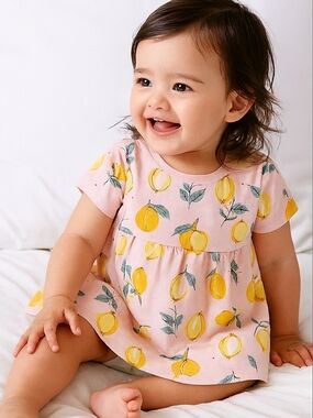 Garanimals Pink Lemon Print Short-Sleeve Dress